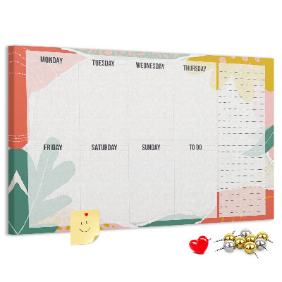 Tableau affichage liège Calendrier floral aux accents colorés