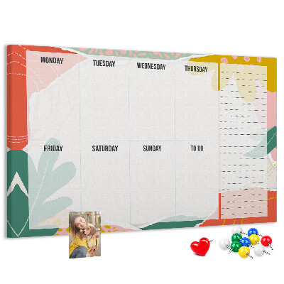 Tableau affichage liège Calendrier floral aux accents colorés