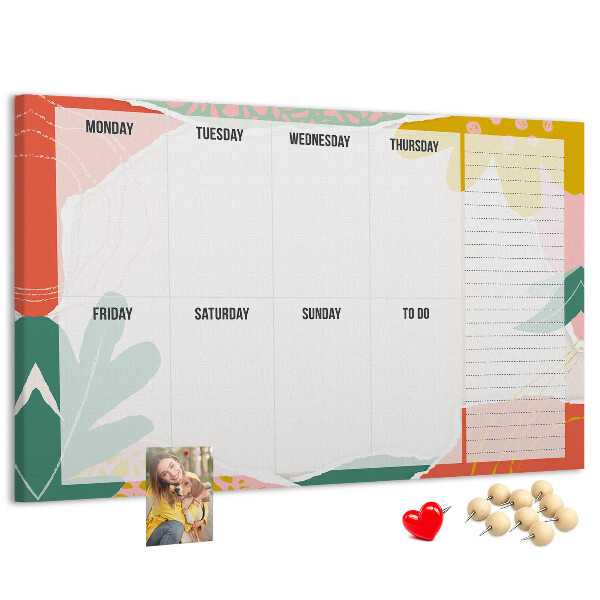 Tableau affichage liège Calendrier floral aux accents colorés