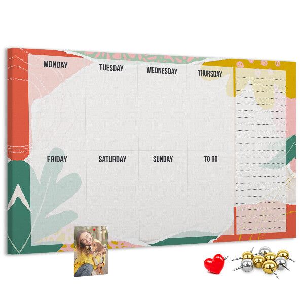 Tableau affichage liège Calendrier floral aux accents colorés