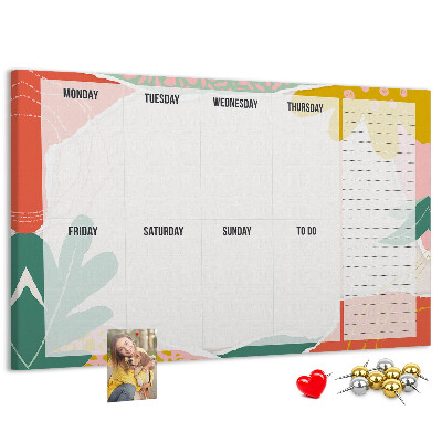 Tableau affichage liège Calendrier floral aux accents colorés