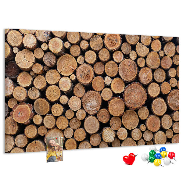 Tableau en liège Motif de troncs d'arbres naturels disposés en cercle.