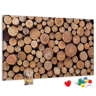 Tableau en liège Motif de troncs d'arbres naturels disposés en cercle.