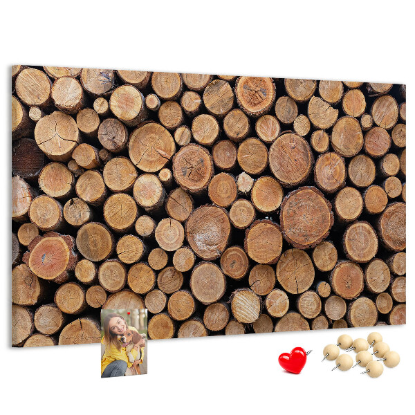 Tableau en liège Motif de troncs d'arbres naturels disposés en cercle.