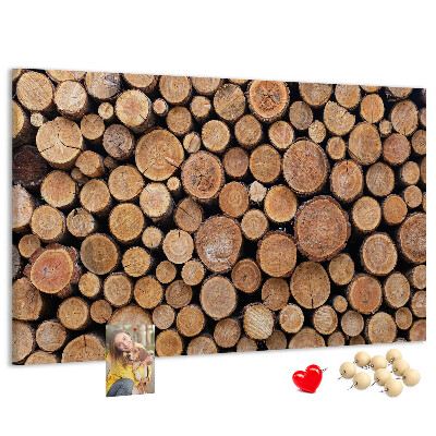 Tableau en liège Motif de troncs d'arbres naturels disposés en cercle.
