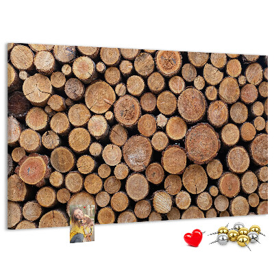 Tableau en liège Motif de troncs d'arbres naturels disposés en cercle.