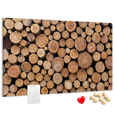 Tableau en liège Motif de troncs d'arbres naturels disposés en cercle.