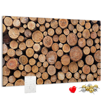 Tableau en liège Motif de troncs d'arbres naturels disposés en cercle.
