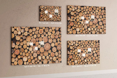 Tableau en liège Motif de troncs d'arbres naturels disposés en cercle.
