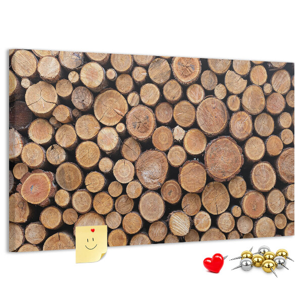 Tableau en liège Motif de troncs d'arbres naturels disposés en cercle.