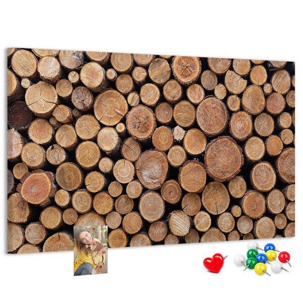 Tableau en liège Motif de troncs d'arbres naturels disposés en cercle.