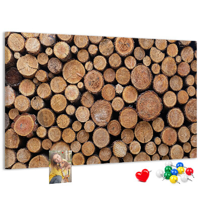 Tableau en liège Motif de troncs d'arbres naturels disposés en cercle.