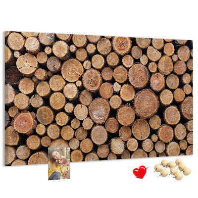 Tableau en liège Motif de troncs d'arbres naturels disposés en cercle.