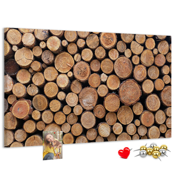 Tableau en liège Motif de troncs d'arbres naturels disposés en cercle.