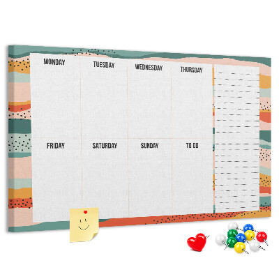 Tableau affichage liège Agenda coloré avec un planning hebdomadaire des jours
