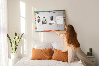 Tableau affichage liège Agenda coloré avec un planning hebdomadaire des jours