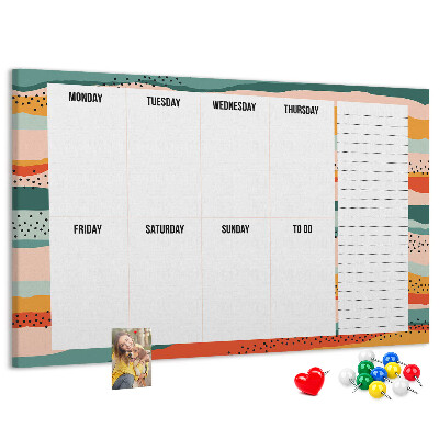 Tableau affichage liège Agenda coloré avec un planning hebdomadaire des jours