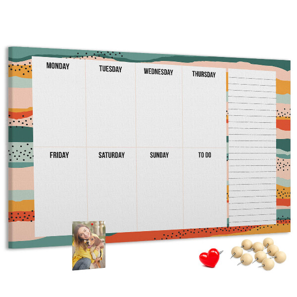 Tableau affichage liège Agenda coloré avec un planning hebdomadaire des jours