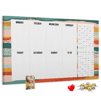 Tableau affichage liège Agenda coloré avec un planning hebdomadaire des jours