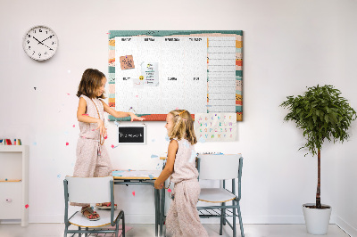 Tableau affichage liège Agenda coloré avec un planning hebdomadaire des jours
