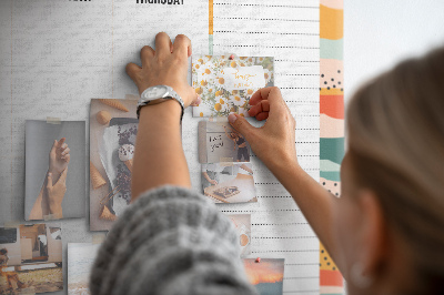 Tableau affichage liège Agenda coloré avec un planning hebdomadaire des jours