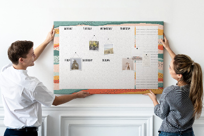 Tableau affichage liège Agenda coloré avec un planning hebdomadaire des jours