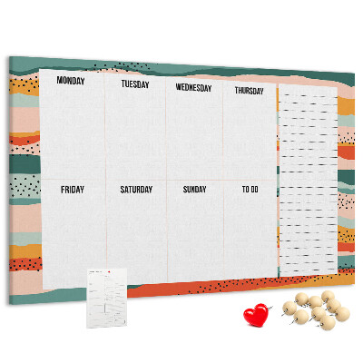 Tableau affichage liège Agenda coloré avec un planning hebdomadaire des jours