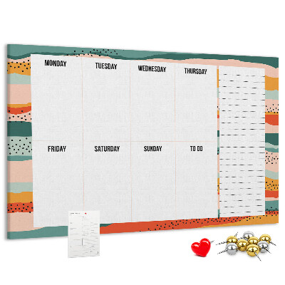 Tableau affichage liège Agenda coloré avec un planning hebdomadaire des jours