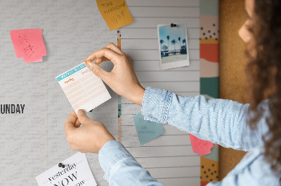 Tableau affichage liège Agenda coloré avec un planning hebdomadaire des jours