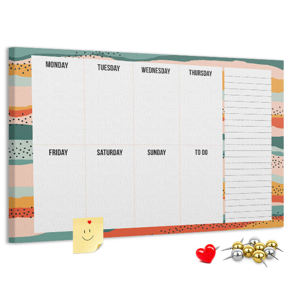 Tableau affichage liège Agenda coloré avec un planning hebdomadaire des jours