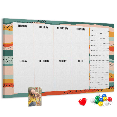 Tableau affichage liège Agenda coloré avec un planning hebdomadaire des jours