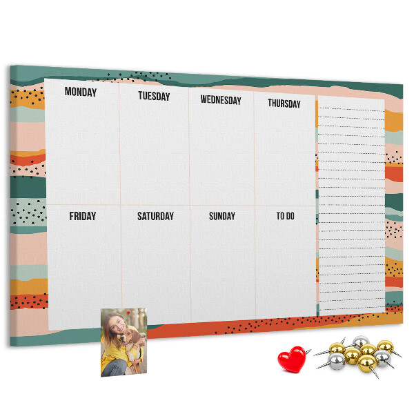 Tableau affichage liège Agenda coloré avec un planning hebdomadaire des jours