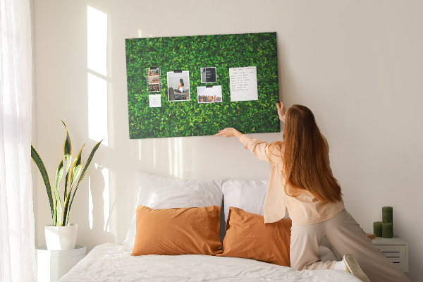 Tableau de liège Mur à motif de plantes vertes feuillues