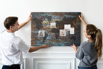 Tableau de liège Une carte du monde sur un fond rustique
