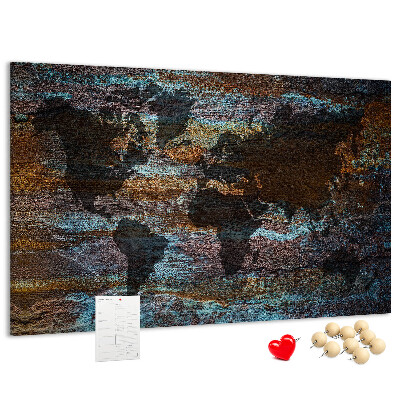 Tableau de liège Une carte du monde sur un fond rustique