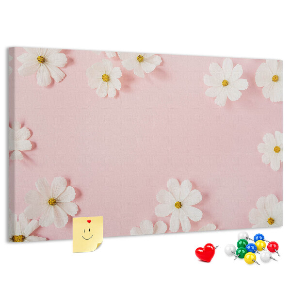 Tableau en liège Motif floral sur fond rose