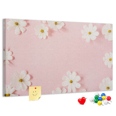Tableau en liège Motif floral sur fond rose