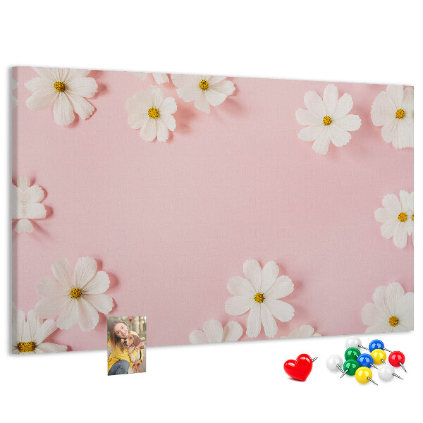 Tableau en liège Motif floral sur fond rose