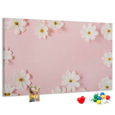 Tableau en liège Motif floral sur fond rose