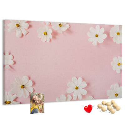 Tableau en liège Motif floral sur fond rose