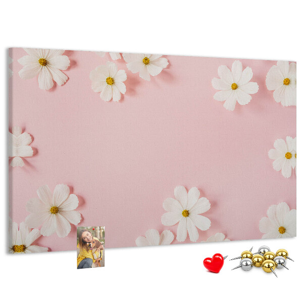 Tableau en liège Motif floral sur fond rose