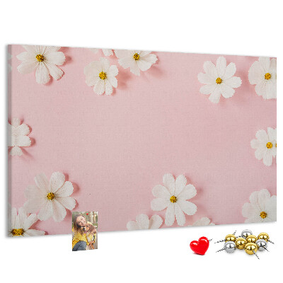 Tableau en liège Motif floral sur fond rose