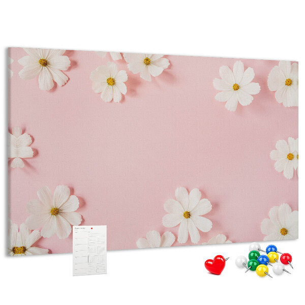 Tableau en liège Motif floral sur fond rose