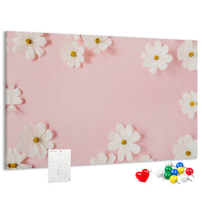 Tableau en liège Motif floral sur fond rose