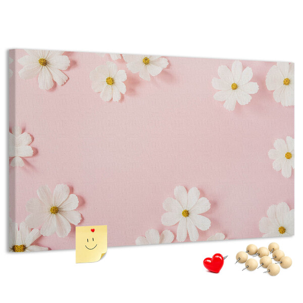 Tableau en liège Motif floral sur fond rose