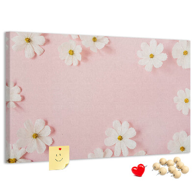Tableau en liège Motif floral sur fond rose
