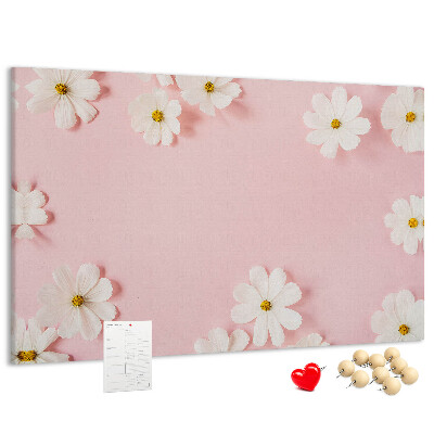 Tableau en liège Motif floral sur fond rose
