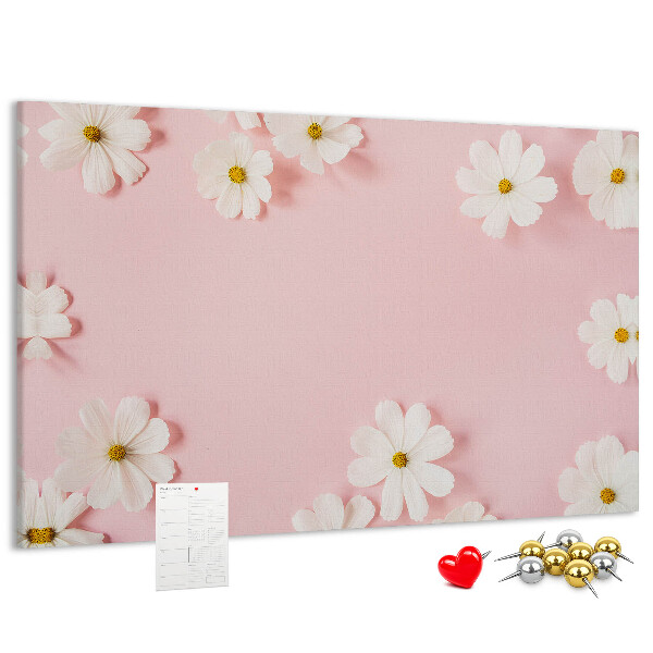 Tableau en liège Motif floral sur fond rose