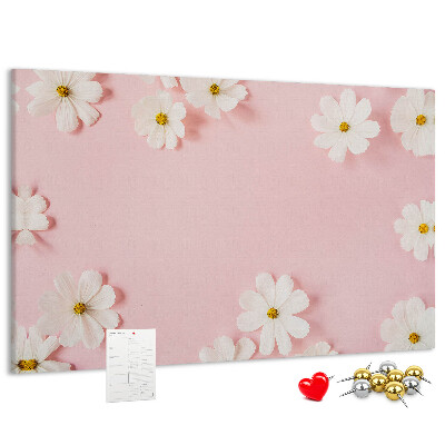 Tableau en liège Motif floral sur fond rose