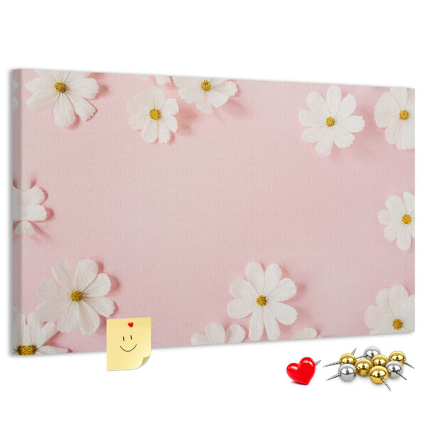 Tableau en liège Motif floral sur fond rose
